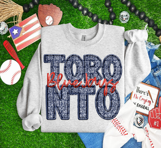 BLUE JAYS M L B FAUX GLITTER DTF and Sublimation Transfer