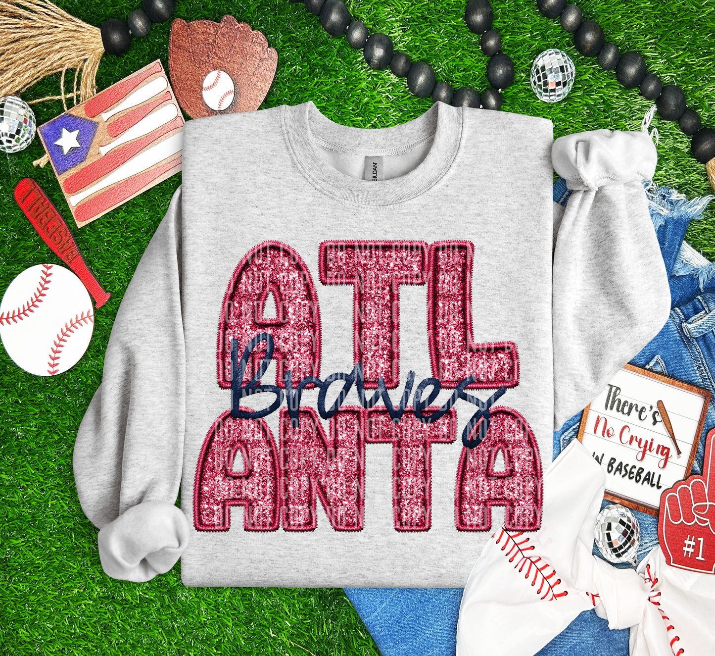BRAVES M L B FAUX GLITTER DTF and Sublimation Transfer