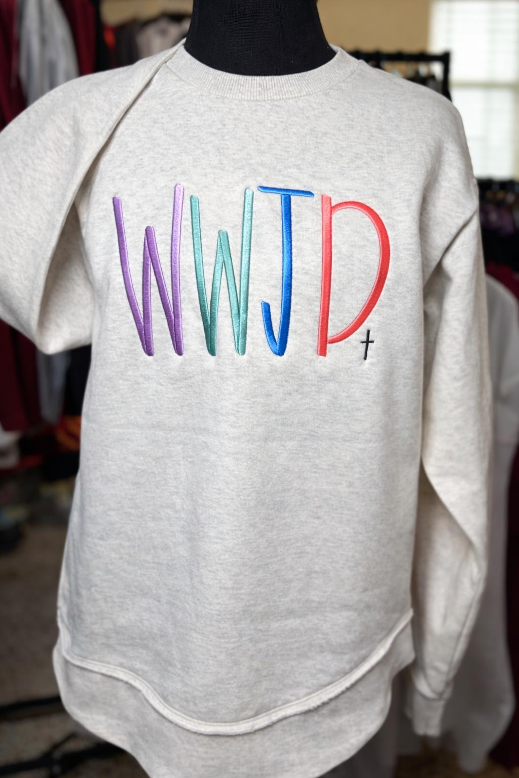 WWJD Embroidered LAT Sweatshirt or T-shirt