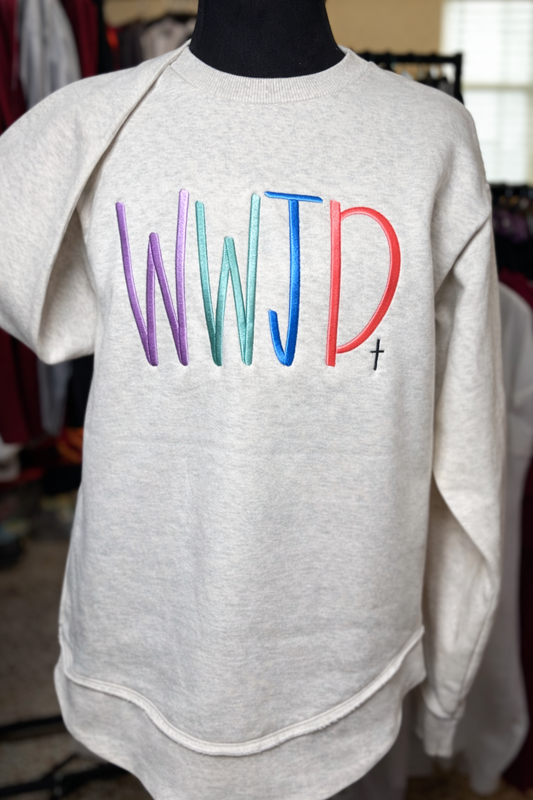 WWJD Embroidered LAT Sweatshirt or T-shirt