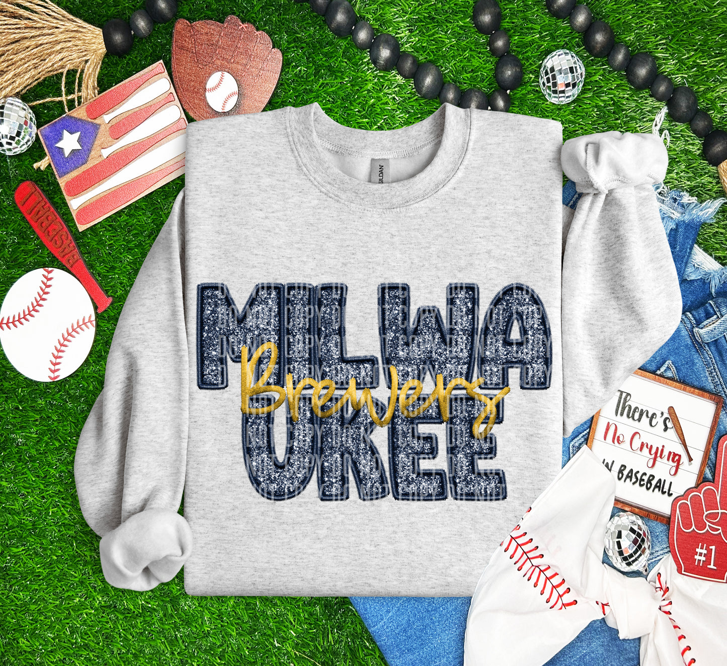 BREWERS M L B FAUX GLITTER DTF and Sublimation Transfer