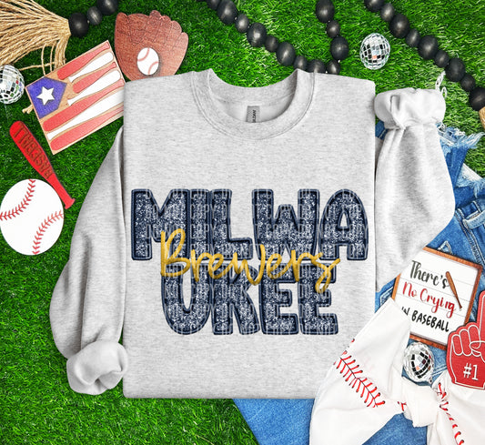 BREWERS M L B FAUX GLITTER DTF and Sublimation Transfer