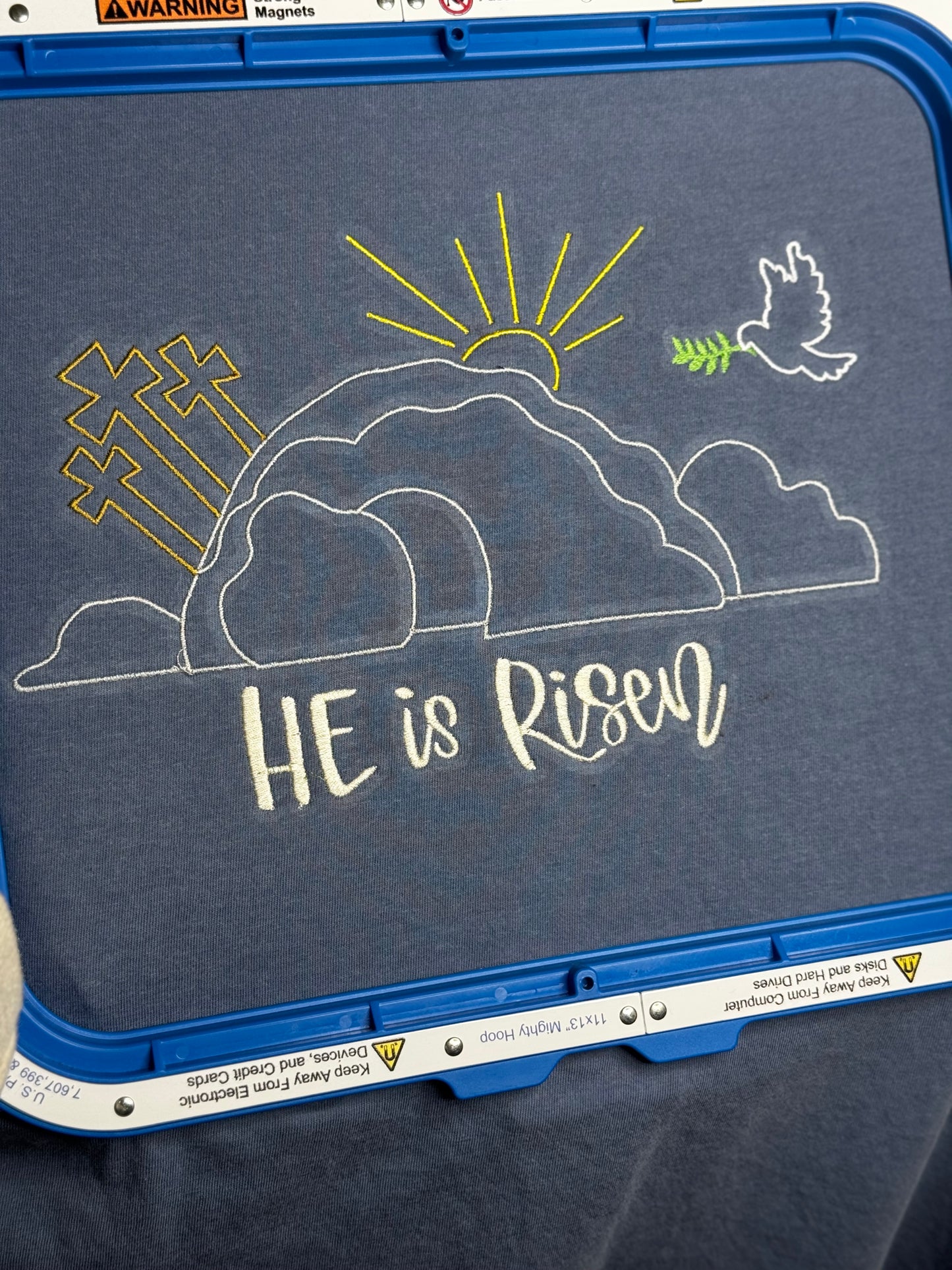 He is Risen multi color thread Comfort Color Embroidered T-Shirt