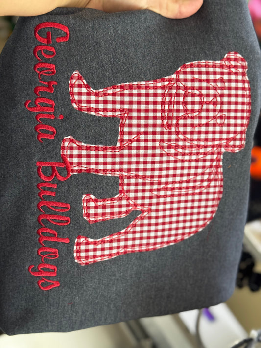 Georgia Bulldogs Dark Heather Applique Embroidered Sweatshirt