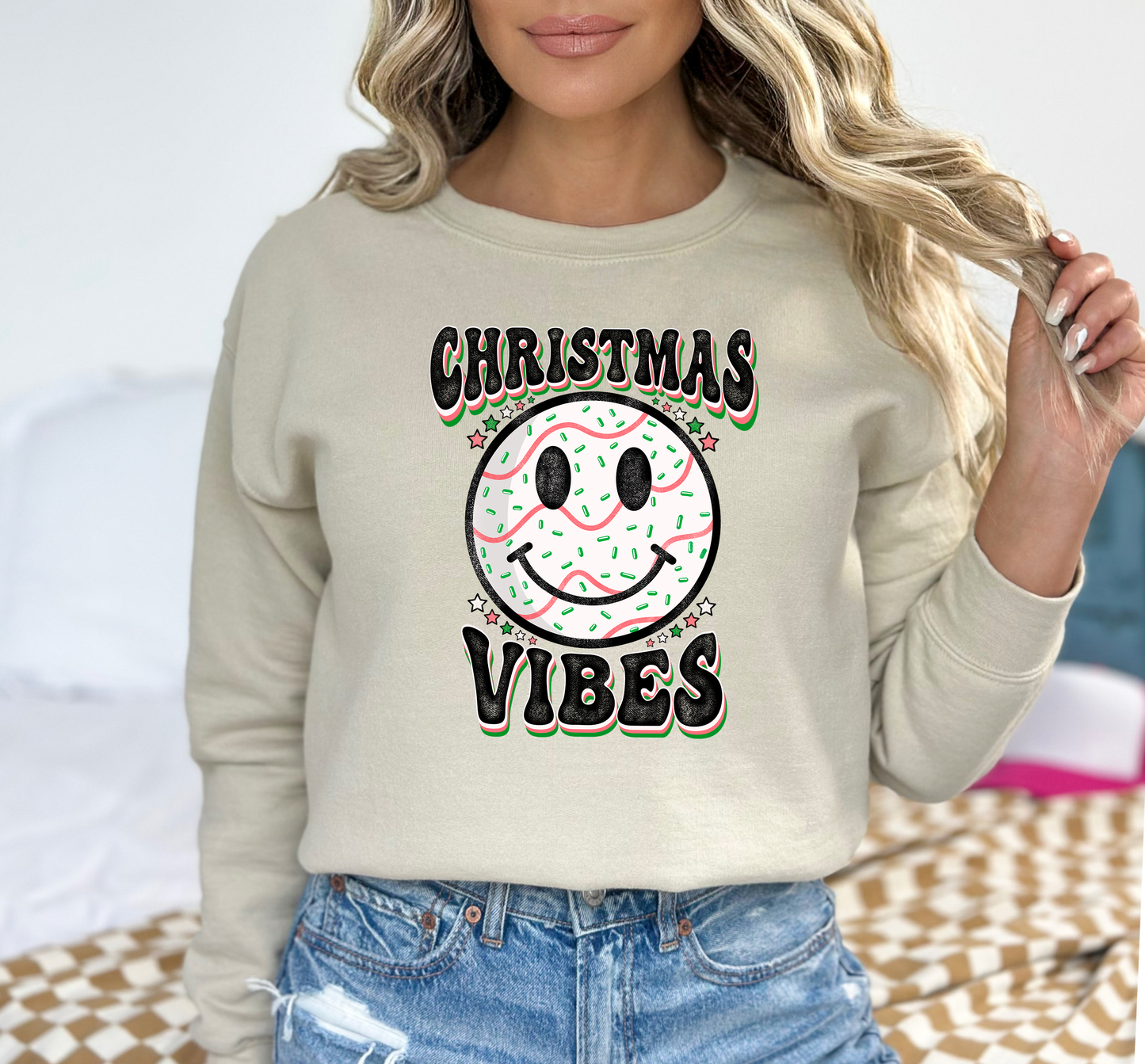 Christmas Vibes Smiley 9 DTF and Sublimation Transfer