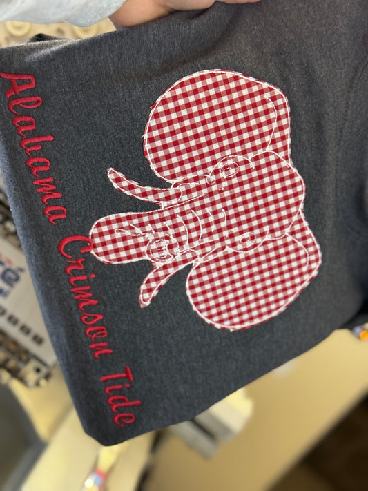 Alabama Dark heather Appliqué Embroidered Gildan Sweatshirt