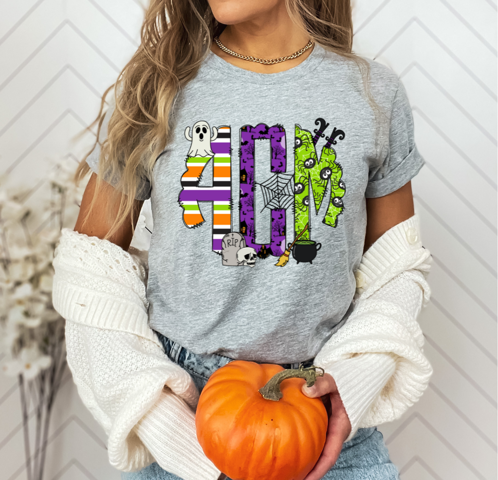 Halloween Monogram DTF or Sublimation transfer