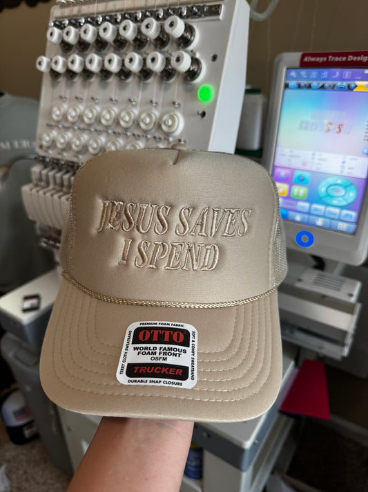 Jesus Saves I spend Embroidered Trucker Hat WHOLESALE