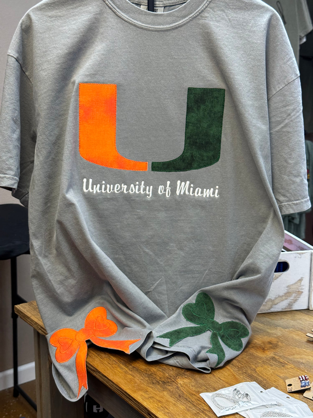 Miami Game Day Applique Embroidered Tee or Sweatshirt