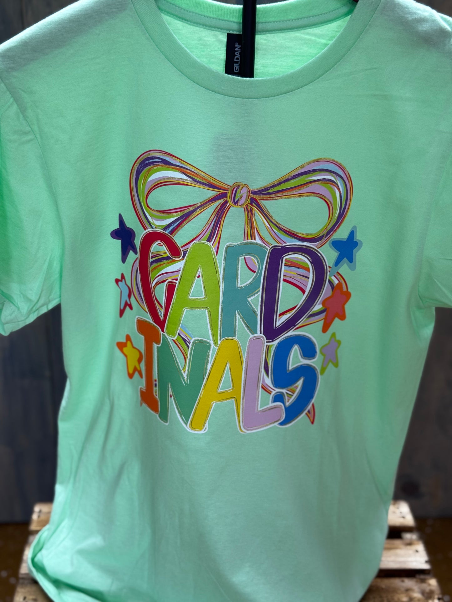 CARDINALS Croquette Colorful bow SPIRIT WEAR TSHIRT