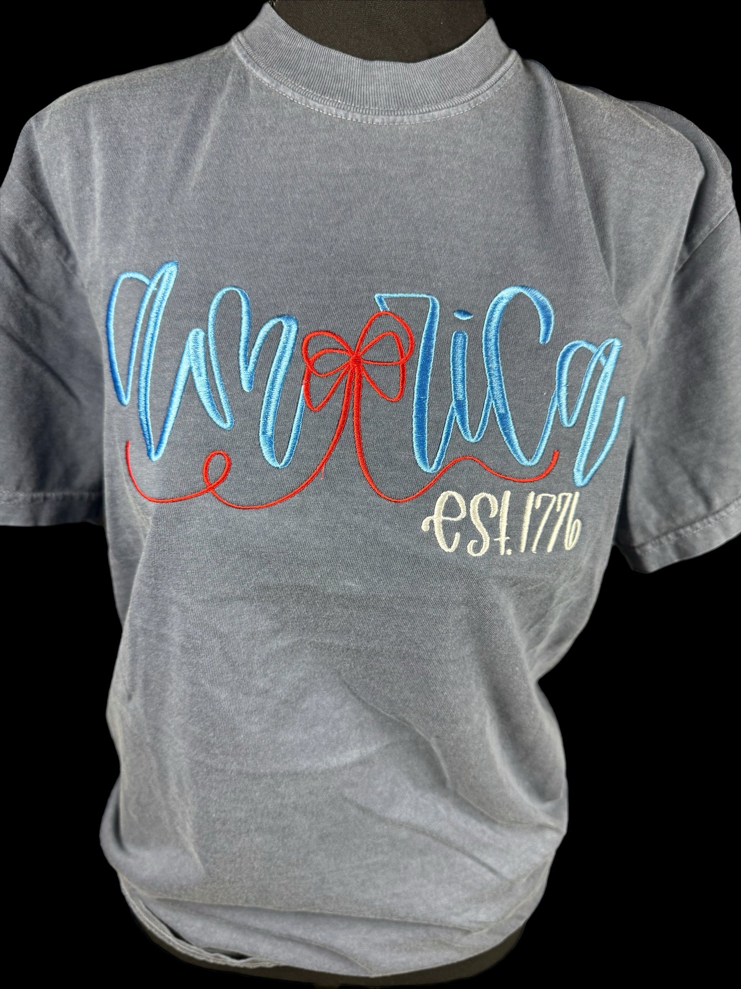 America EST 1776 Embroidered Comfort color T-shirt