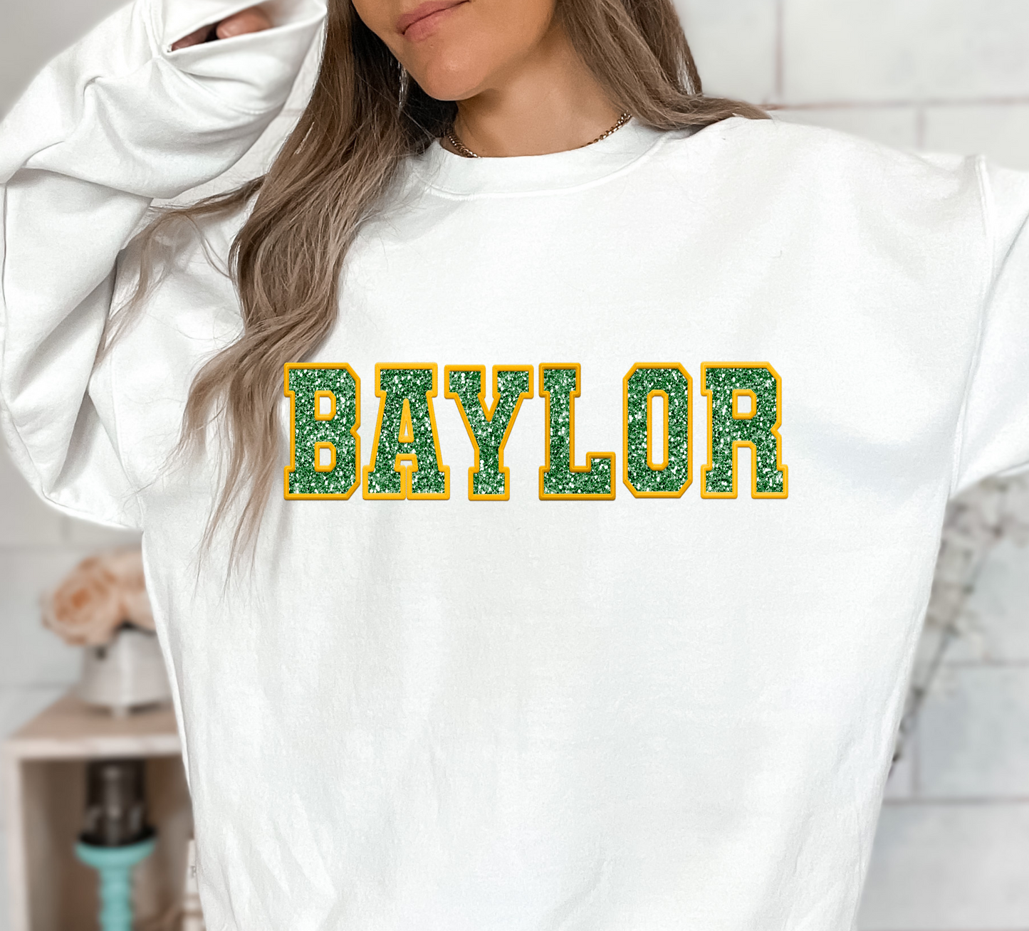 Baylor Bears Faux Embroidery & Glitter DTF or Sublimation Transfer