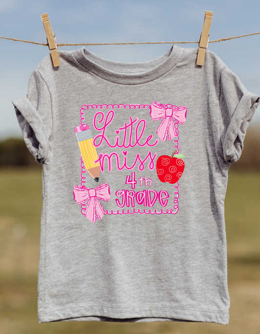 Little Miss Back to School WITH WITHOUT BACKGROUND DTF Transfer