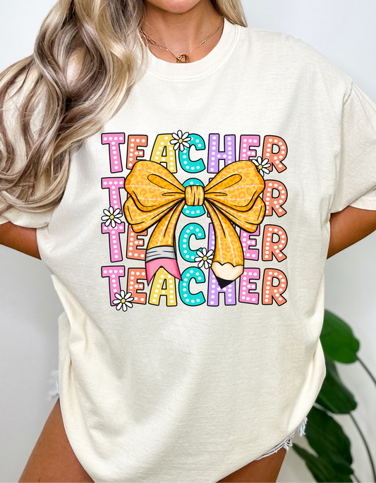 Teacher Coquette Bow Back to School DTF and Sublimation Transfer