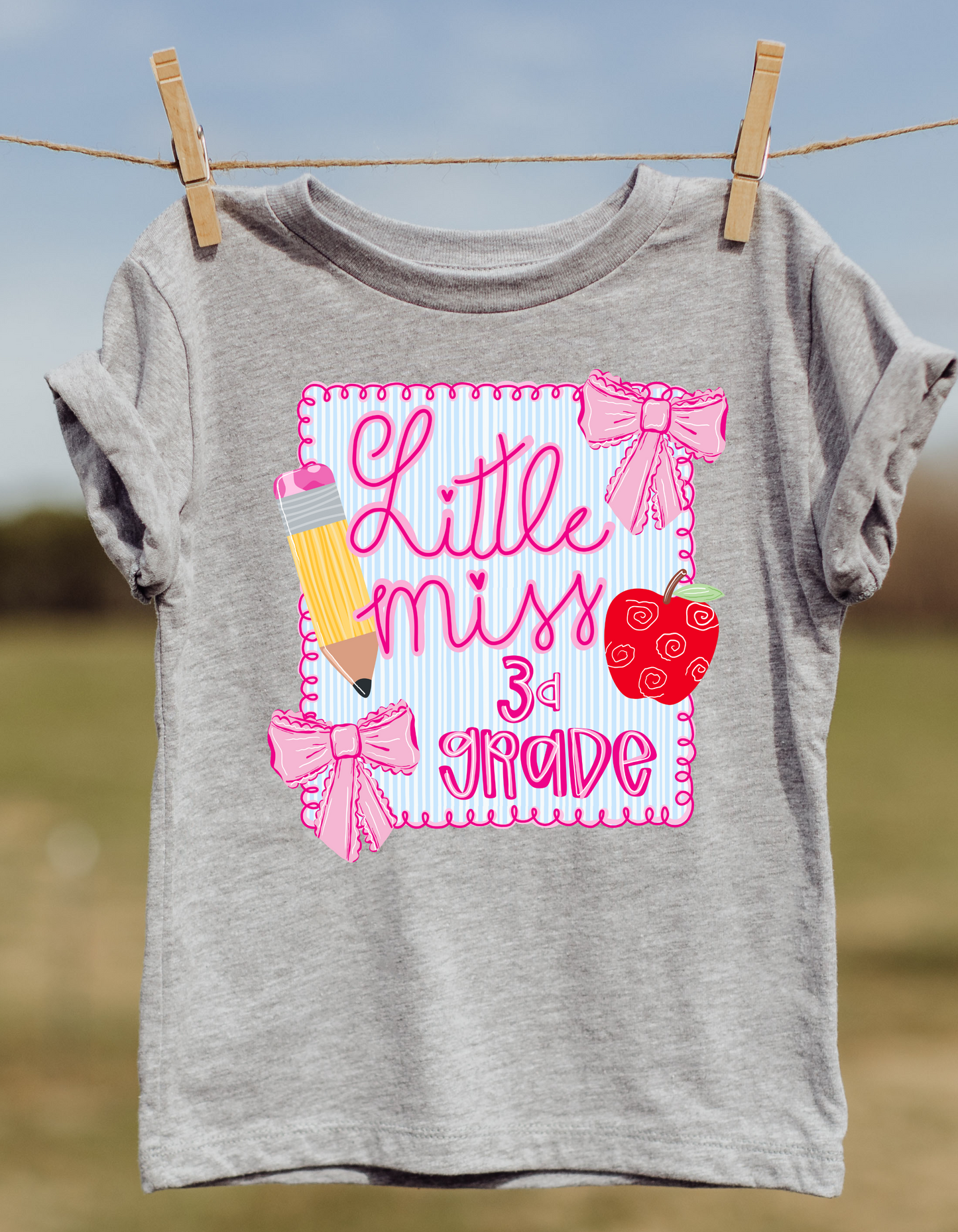 Little Miss Back to School WITH BACKGROUND DTF Transfer