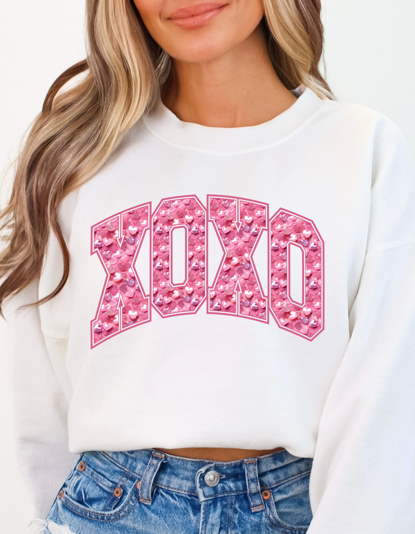 Valentine XOXO Sequins hearts DTF transfer