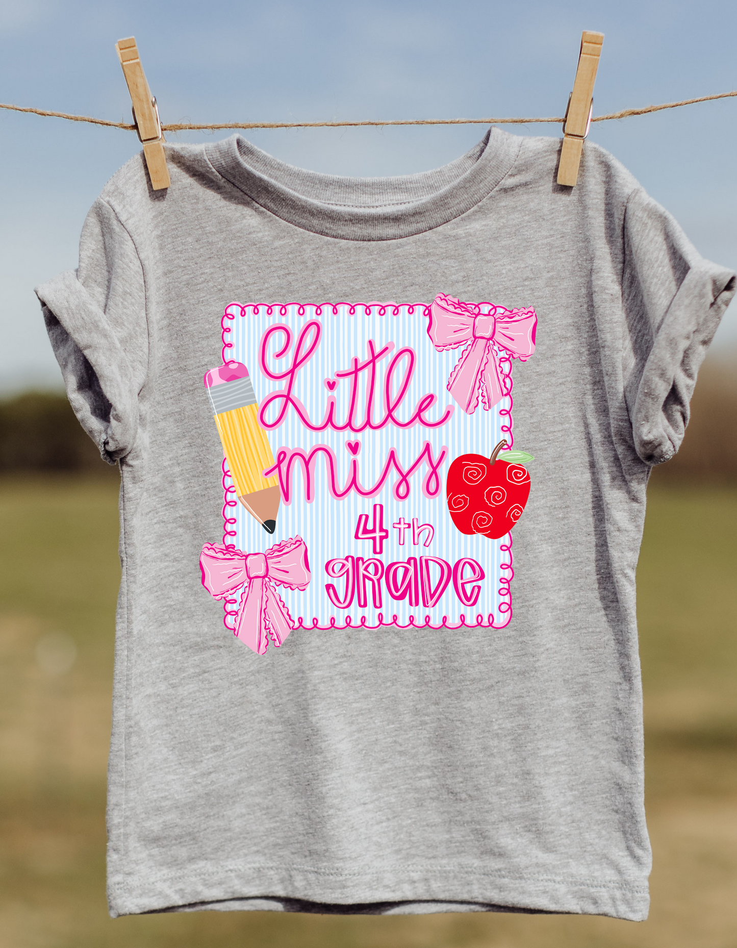 Little Miss Back to School WITH BACKGROUND DTF Transfer