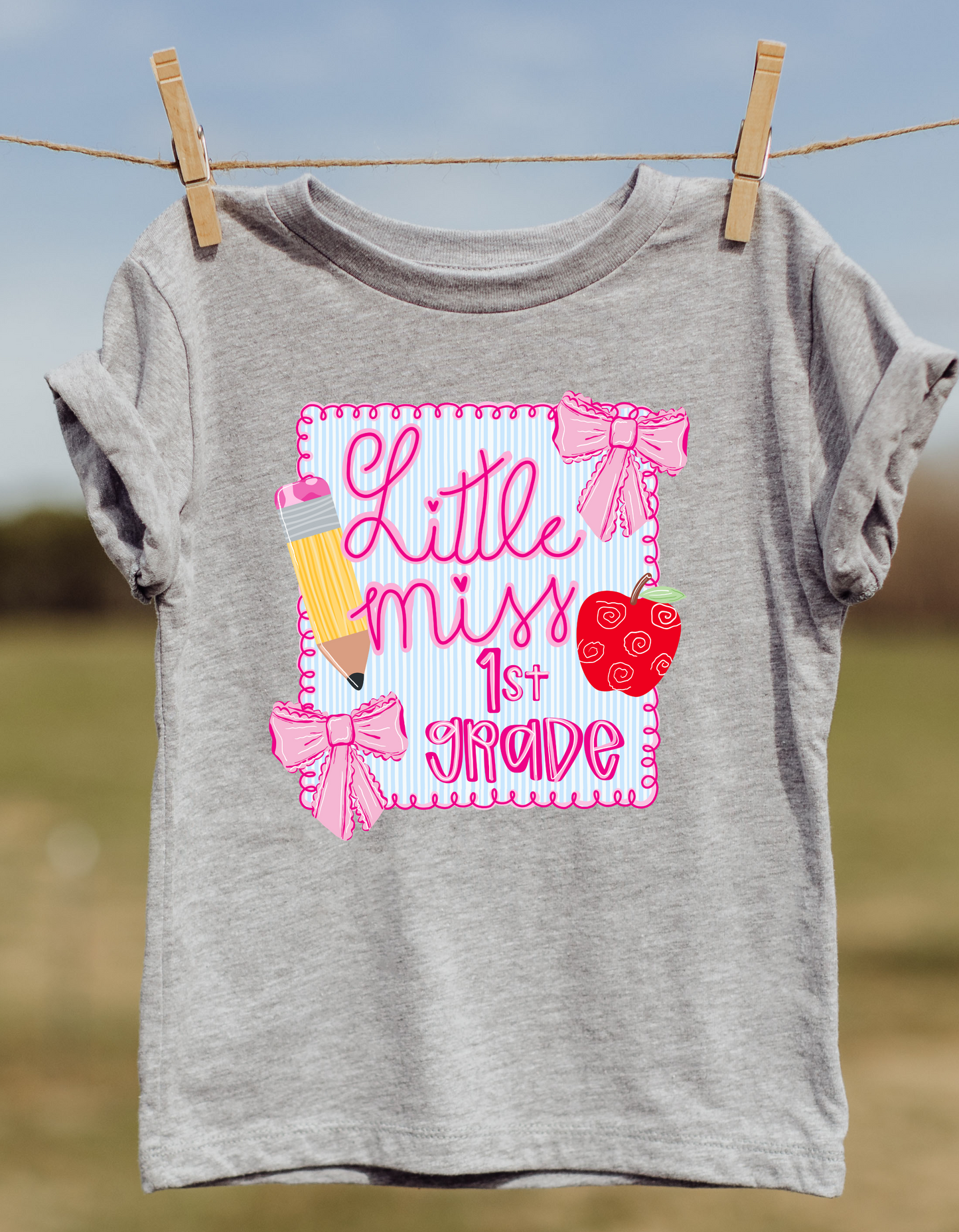 Little Miss Back to School WITH BACKGROUND DTF Transfer