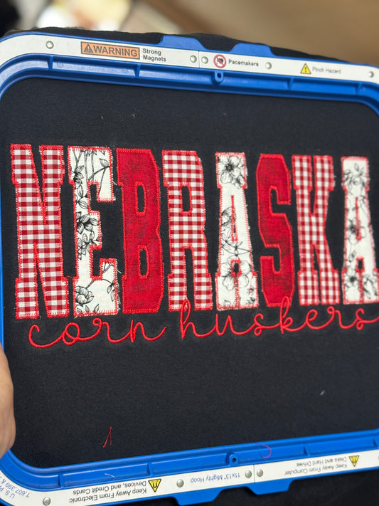 Nebraska Appliqué Embroidered Comfort Color T-Shirt