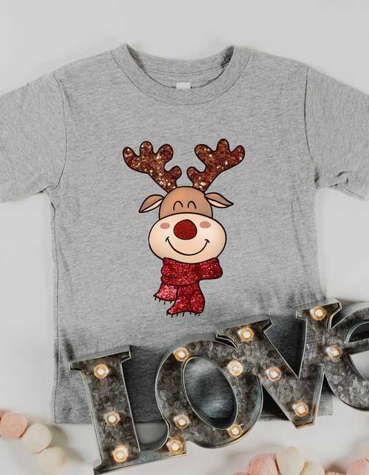 Faux Glitter Christmas Reindeer DTF Transfer