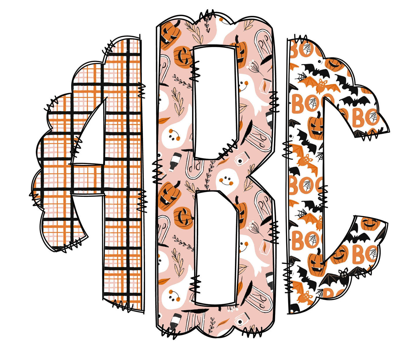 Halloween Monogram DTF or Sublimation transfer