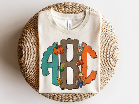 Fall Thanksgiving Monogram DTF or Sublimation transfer