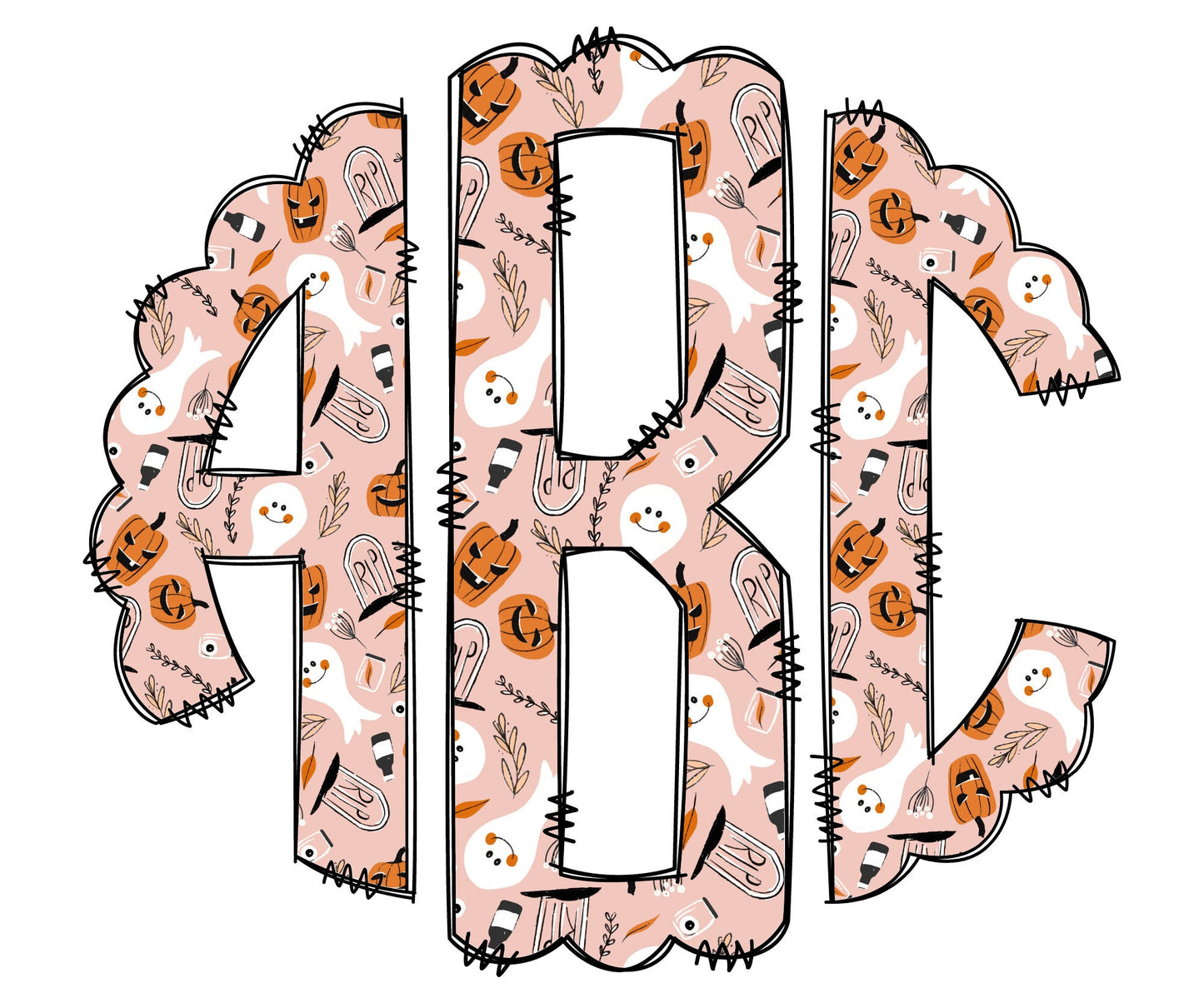 Halloween Monogram DTF or Sublimation transfer