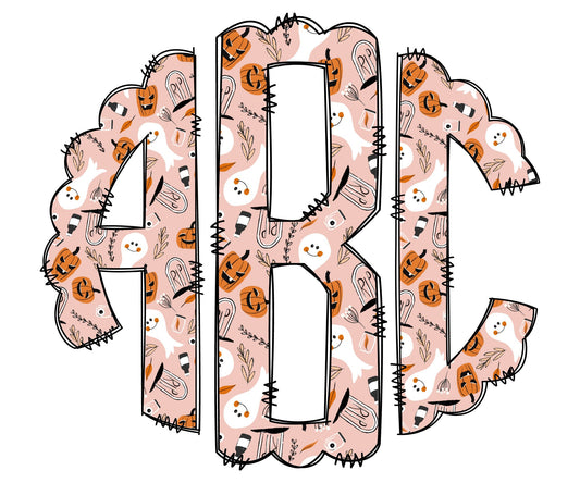 Halloween Monogram DTF or Sublimation transfer