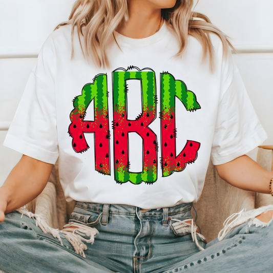 Watermelon Summer Monogram DTF or Sublimation transfer