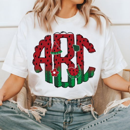 Watermelon Summer Monogram DTF or Sublimation transfer