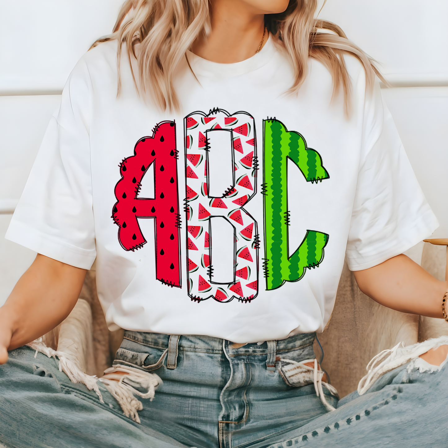 Watermelon Summer Monogram DTF or Sublimation transfer