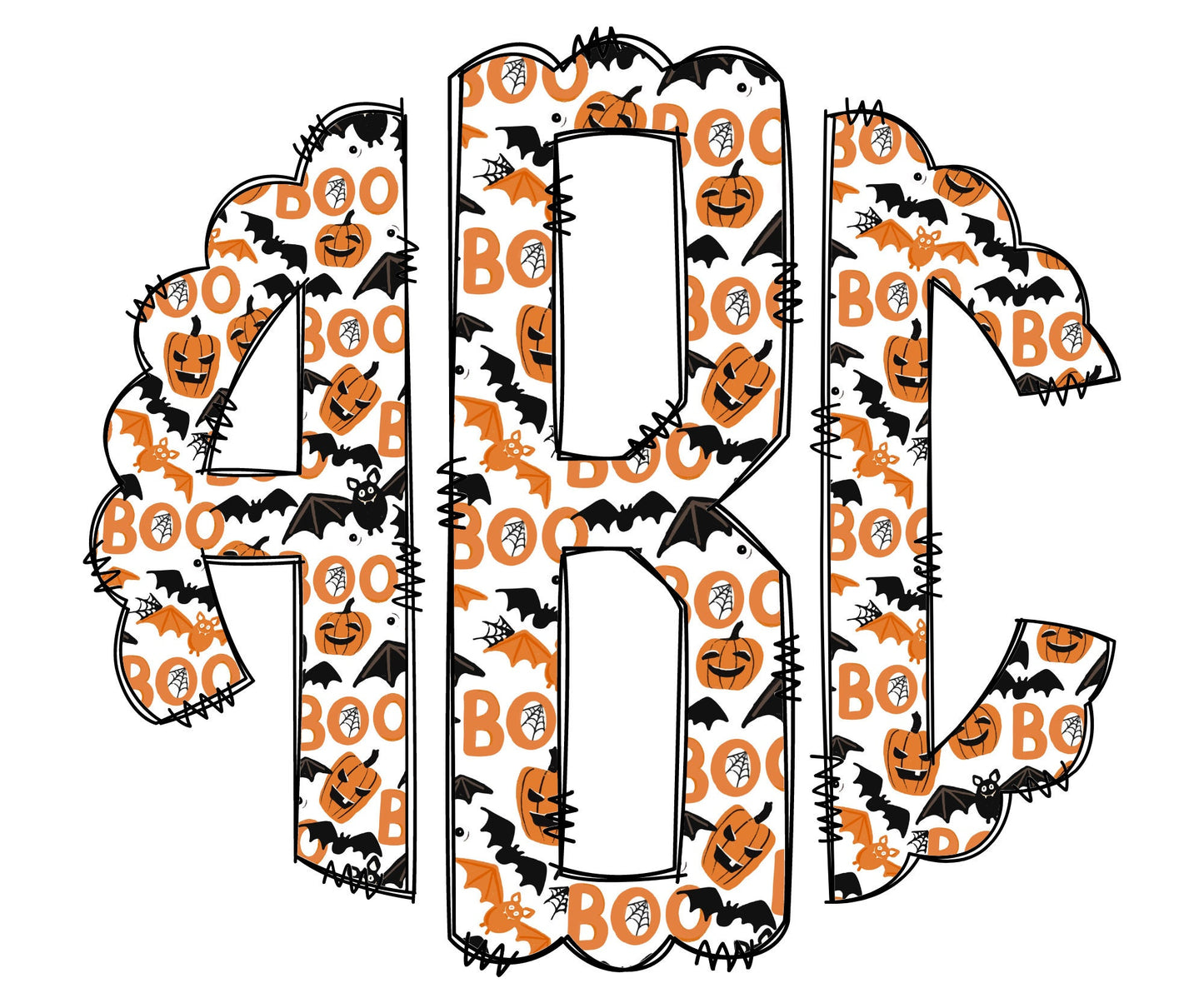 Halloween Monogram DTF or Sublimation transfer