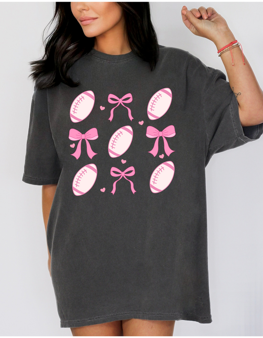 Football with pink bows DTF and Sublimation Transfer
