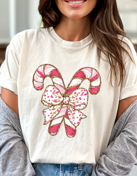 Candy Cane with Bow Christmas DTF and Sublimation Transfer