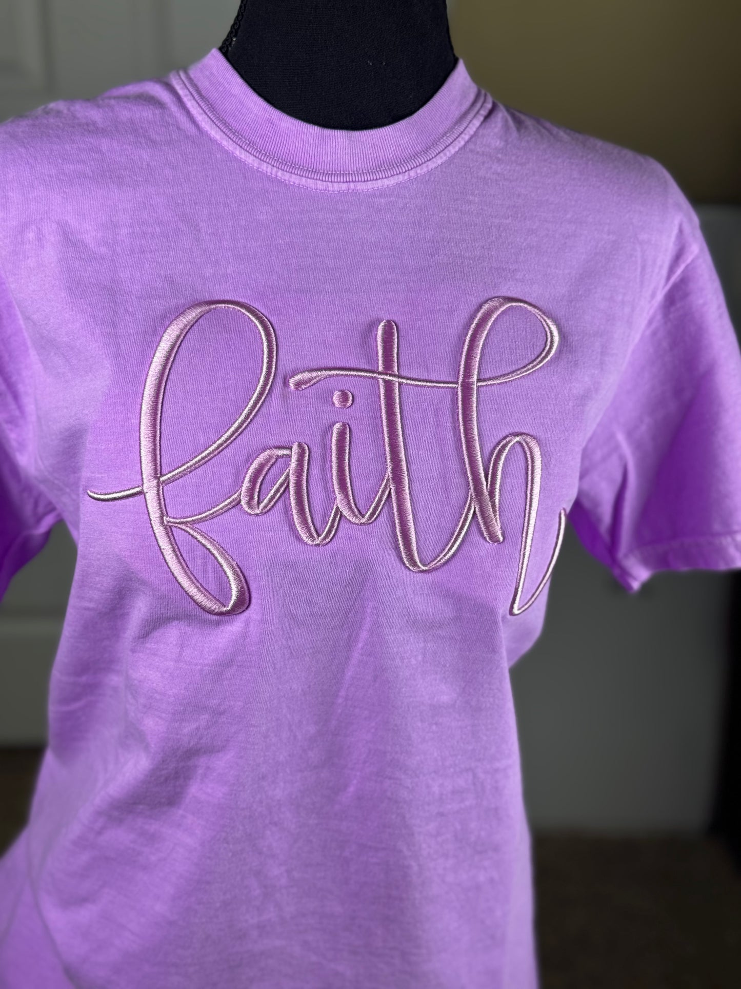 Faith Puff Embroidered Comfort color T-shirt