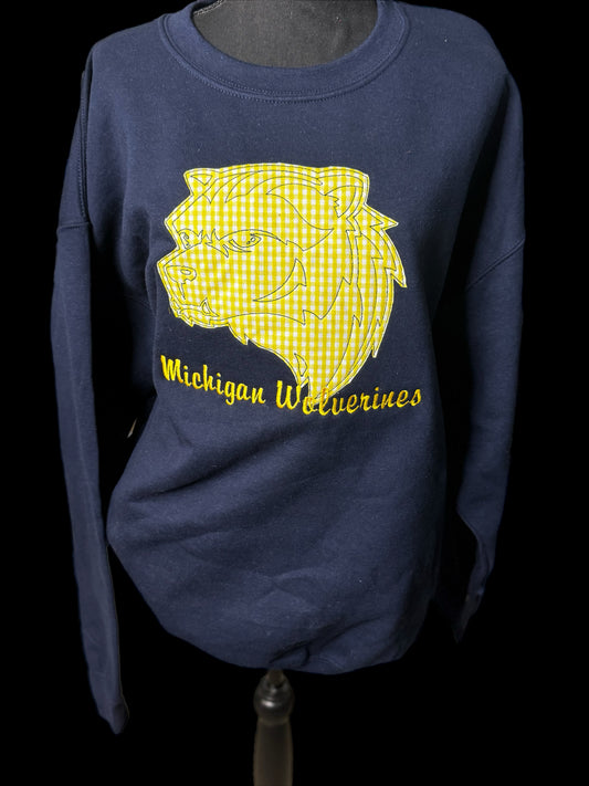 Michigan Game Day Applique Embroidered Tee or Sweatshirt