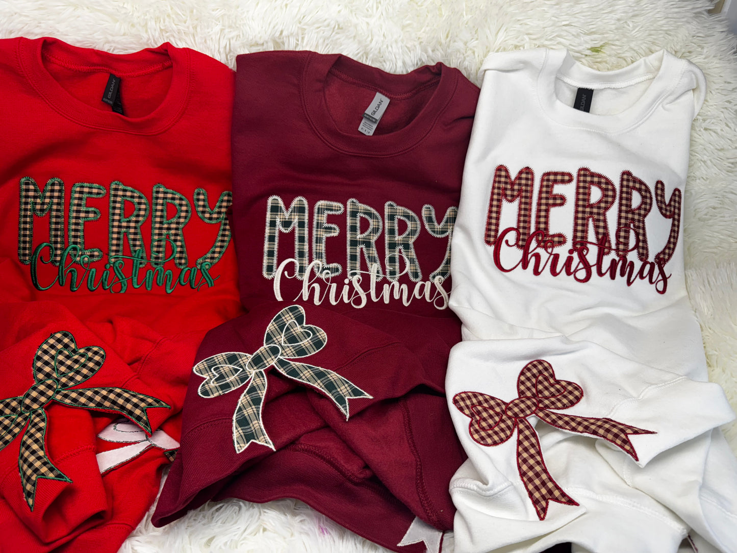 Merry Christmas Applique Embroidered Sweatshirt