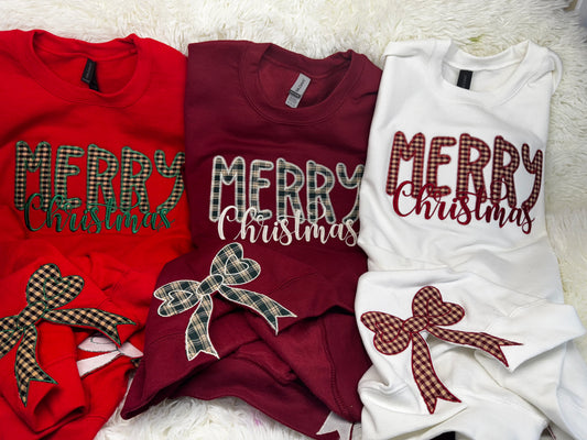 Merry Christmas Applique Embroidered Sweatshirt