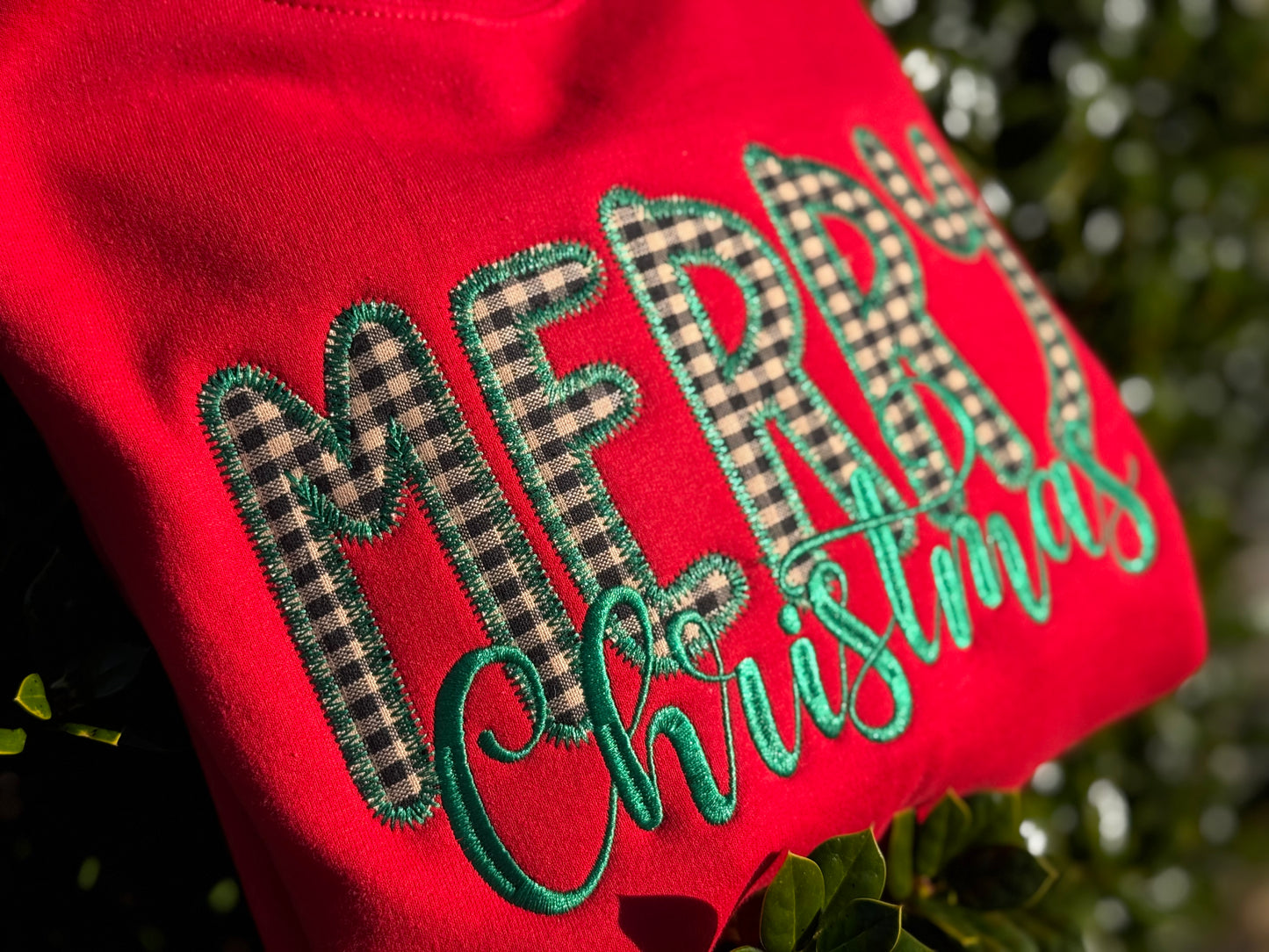 Merry Christmas Applique Embroidered Sweatshirt