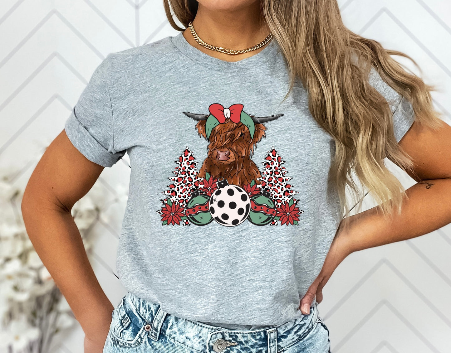 Christmas Highland cow DTF and Sublimation Transfer