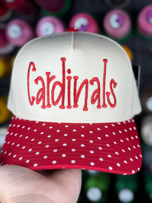 ❤️ Cardinals Polka Dot Embroidered Trucker Hat ❤️