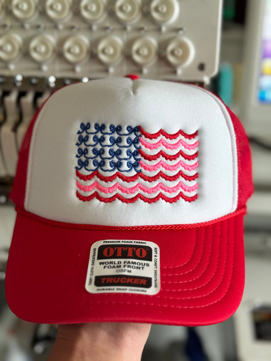 Scalloped flag Embroidered Trucker Hat WHOLESALE