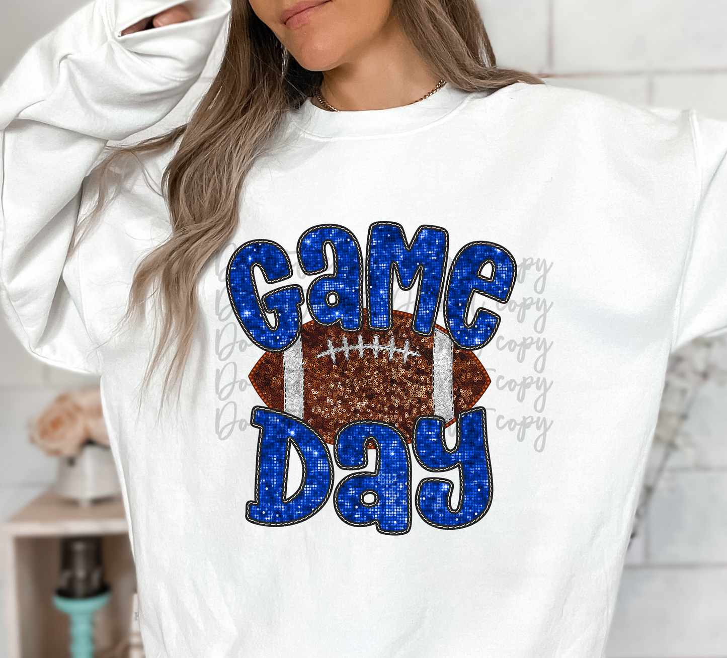 Game Day Football Faux Glitter DTF and Sublimation Transfer