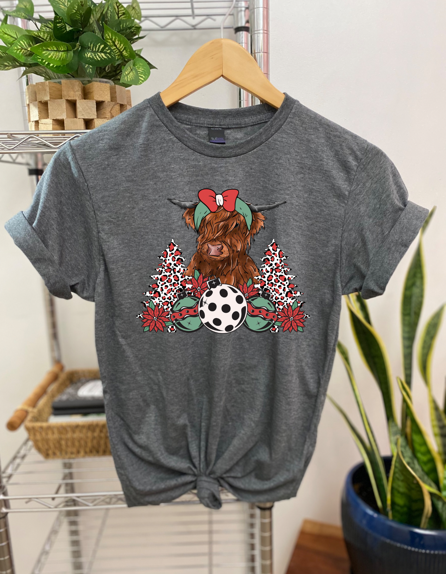 Christmas Highland cow DTF and Sublimation Transfer