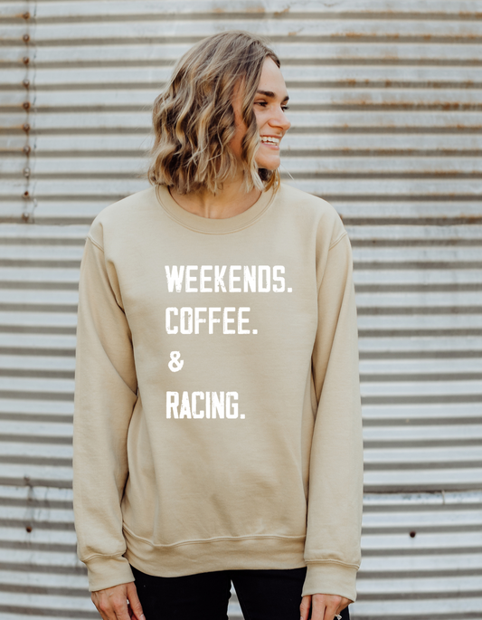 Weekends Coffee an Racing DTF and Sublimation Transfer