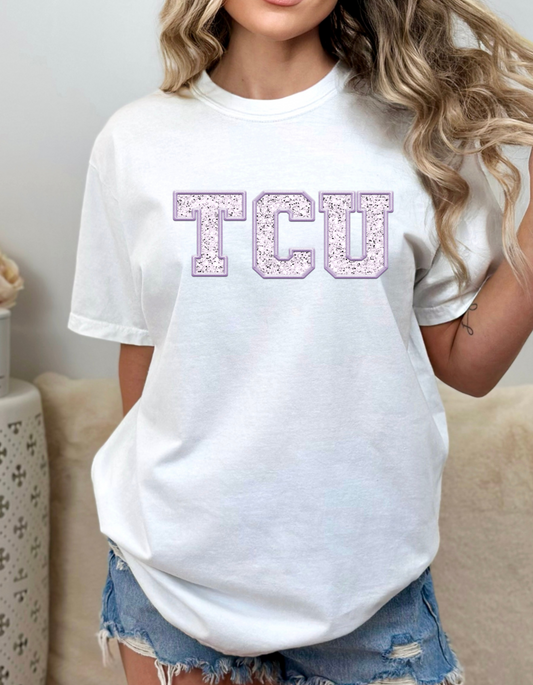 TCU Faux Embroidery & Glitter DTF or Sublimation Transfer