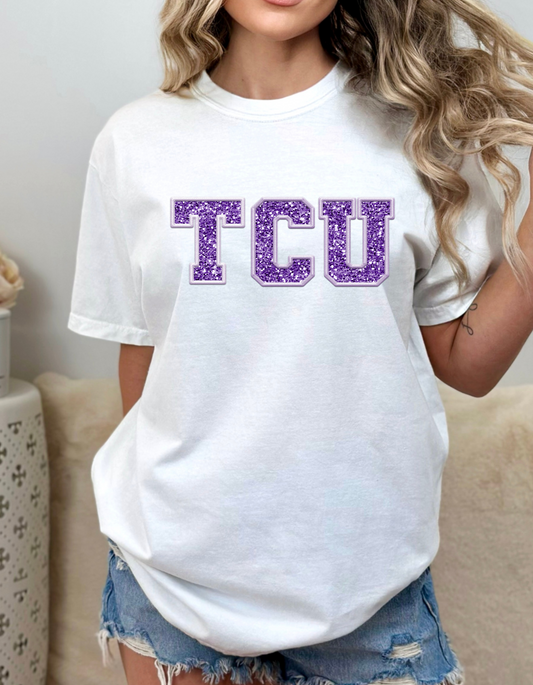 TCU Faux Embroidery & Glitter DTF or Sublimation Transfer