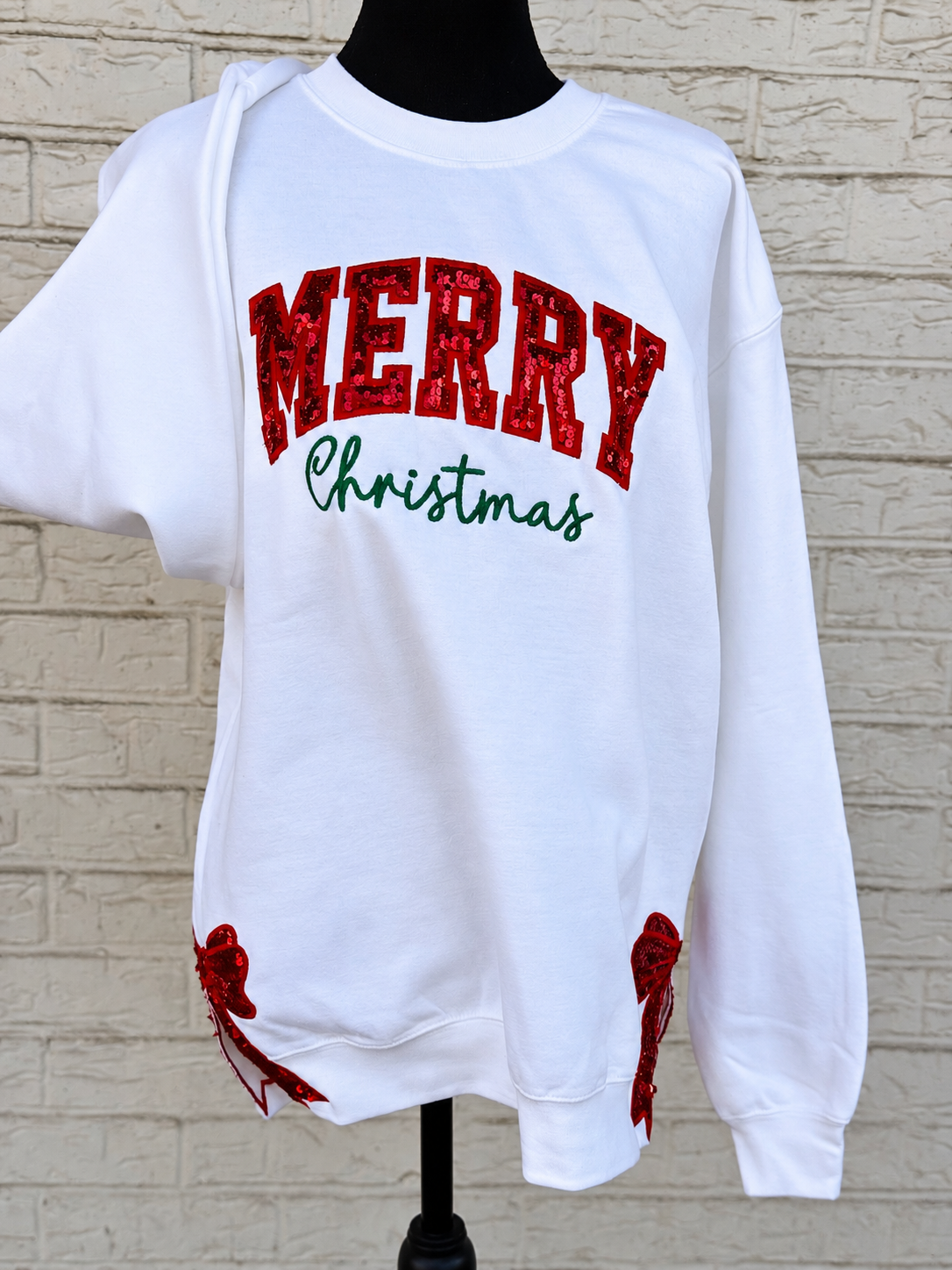 Merry Christmas Applique Sequins Embroidered Sweatshirt