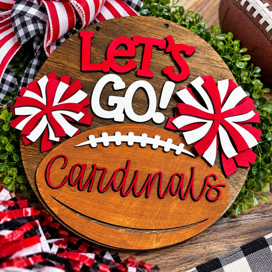 Let’s Go Cardinals! Wooden Door Hanger