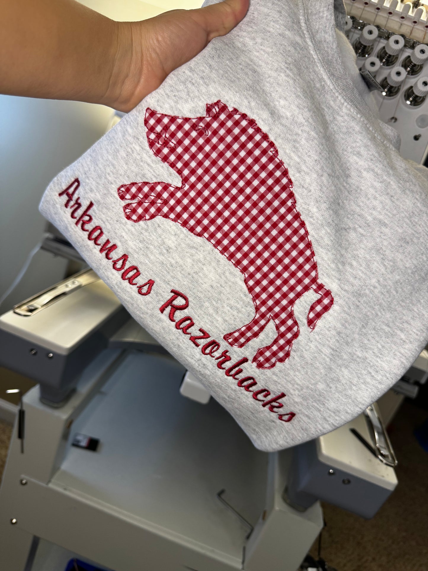 Arkansas Razor Backs Applique Embroidered Sweatshirt